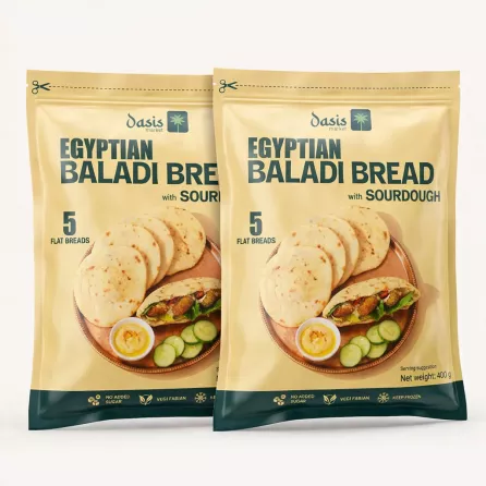Oasis Egyptian Baladi Bread with sourdough twin pack two bags of traditional Egyptian flatbread 5 breads each
