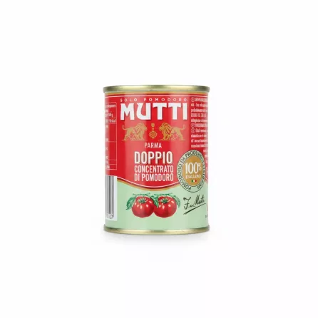 Can of Mutti double concentrated tomato paste showing front label