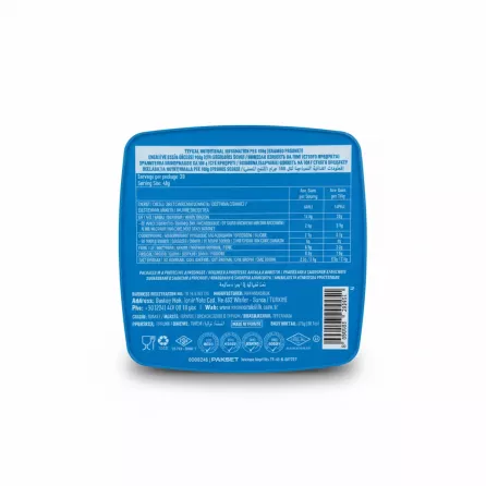 Back of Marmarabirlik dried natural black olives packaging with nutritional details and origin