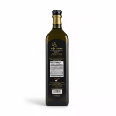 Nile Garden Extra Virgin Olive Oil 1000ml bottle back label with nutritional facts