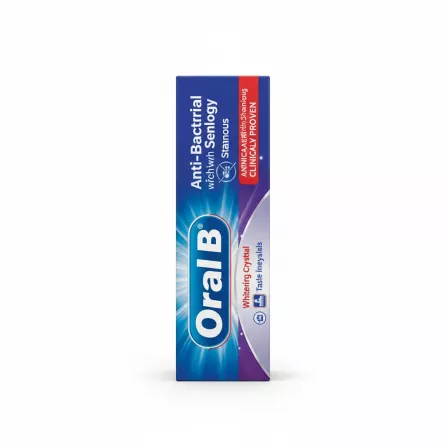 Oral-B Pro-Expert toothpaste box side with antibacterial technology details