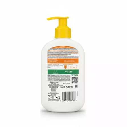 Garnier Vitamin C Brightening Cream Cleanser bottle back with ingredients