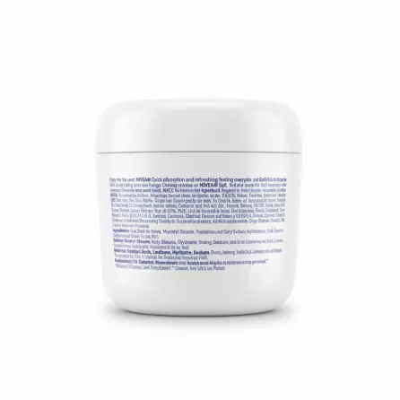 Nivea Soft Cream jar back view showing ingredients