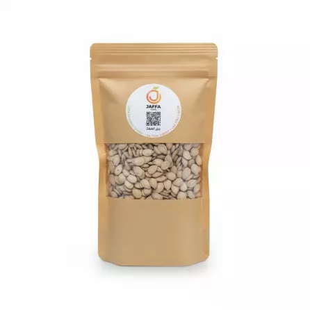 Jaffa Food broad beans in brown kraft resealable bag with transparent window