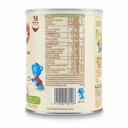 Nutritional information and barcode on Cerelac can