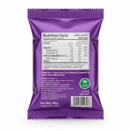 Halwani Bros Maamoul Bites nutrition facts and ingredients on pack back