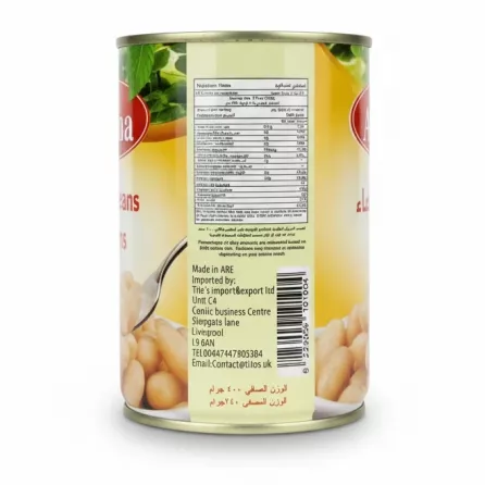 Back of can showing nutrition facts and barcode