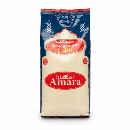 Front view of Amara fine semolina package