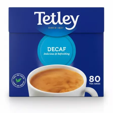 Tetley Decaf Tea 80 tea bags pack front view
