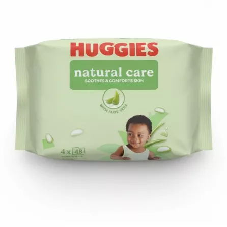 Front view of Huggies Natural Care Baby Wipes pack showing branding and quantity