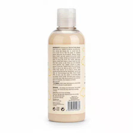 Childs Farm Oat Derma body wash bottle back view with ingredients and usage instructions