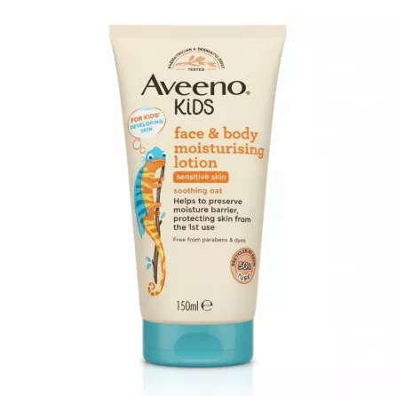 Aveeno Kids face and body moisturising lotion 150ml tube front