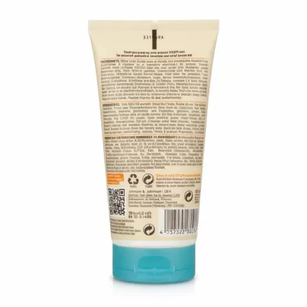 Back view of Aveeno Kids moisturising lotion showing ingredients and usage