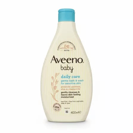 Aveeno Baby Daily Care gentle bath and wash bottle front view