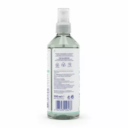 Milton antibacterial surface spray trigger bottle back label showing product details and barcode