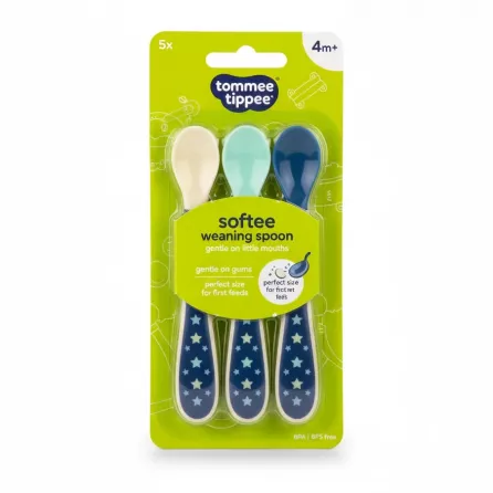 Pack of five Tommee Tippee Softee Weaning Spoons with soft tips