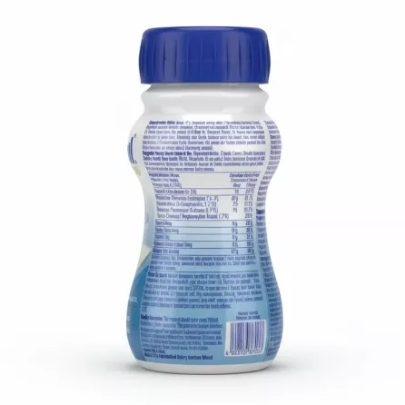 Back label with ingredients and feeding instructions on Aptamil Advanced bottle