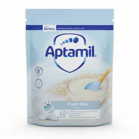 Aptamil Organic Baby Rice resealable pack front