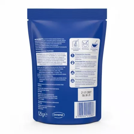 Back of Aptamil creamed banana porridge pack showing ingredients and preparation instructions