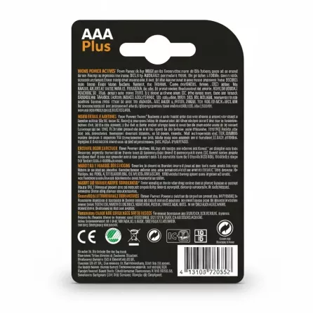 Back packaging of Duracell Plus AAA batteries with product details and barcode