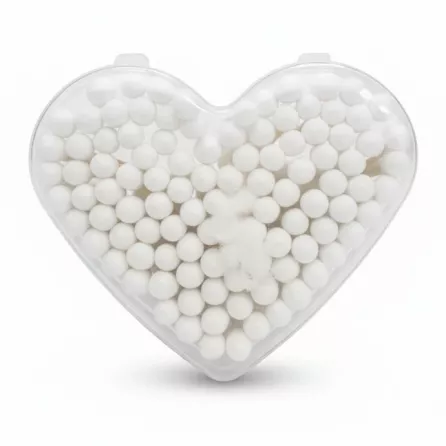 Heart-shaped container filled with cotton swabs