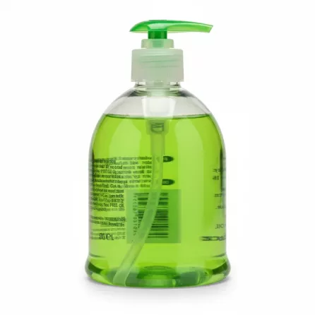 Back label of tea tree anti-bacterial handwash bottle with ingredients and usage instructions