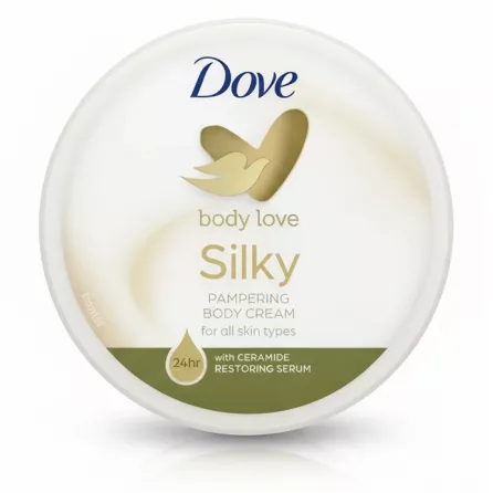 Top view of Dove Body Love Silky pampering body cream container