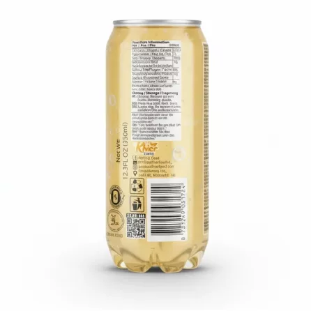 Back view of Lazez Mango flavour sparkling drink showing ingredients and barcode