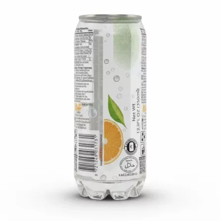 Back view showing nutritional information and barcode of Lazez Orange Sparkling Drink