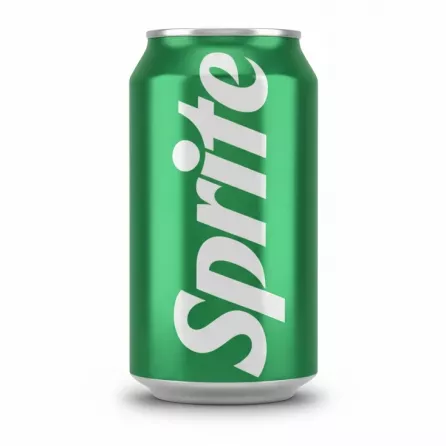 Green aluminium can of Sprite Lemon Lime soft drink held in hand