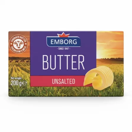 Emborg Unsalted Butter 200g pack front view
