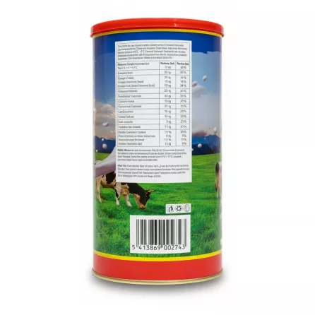 Back label with nutritional info and barcode of Nefis white cheese