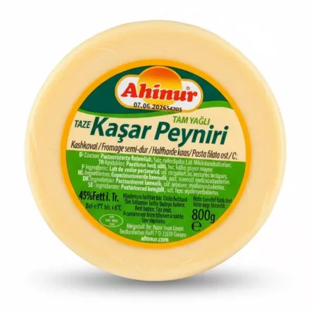 Round packaged Ahinur Kashkaval semi-hard cheese front label