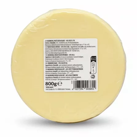 Yayla Kashkaval Pasta Filata Cheese wheel back view with ingredients and barcode