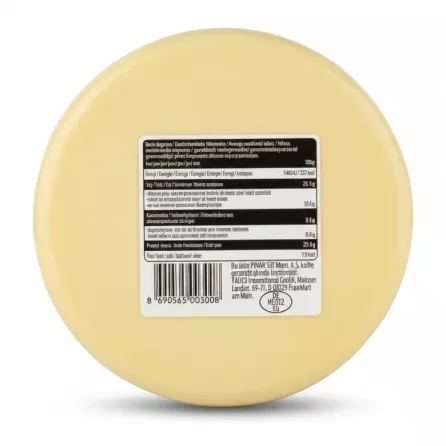 Back label showing nutritional information and barcode of Pinar Taze Kaşar cheese