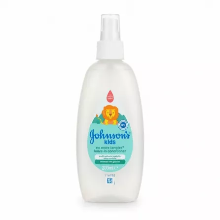 Johnson's Kids No More Tangles leave-in conditioner bottle on a white background