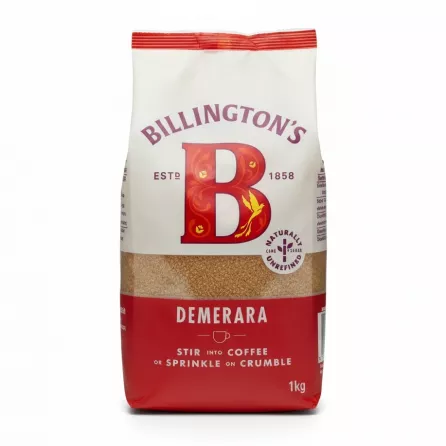 Billington's Demerara sugar 1kg bag front view