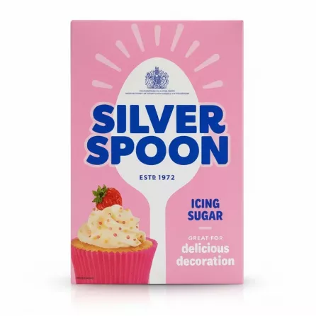 Silver Spoon Icing Sugar pink box with cupcake decoration
