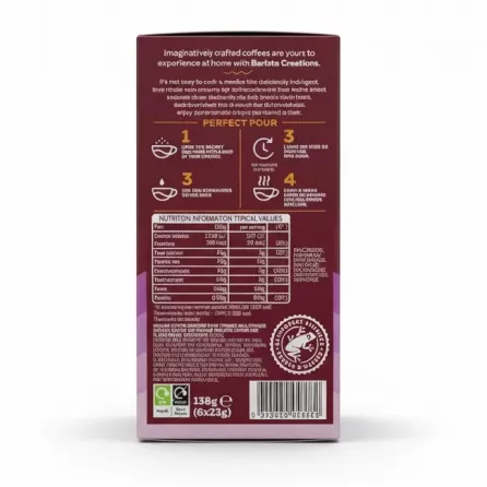 Costa Coffee Barista Creations Millionaires Mocha back packaging with instructions and ingredients