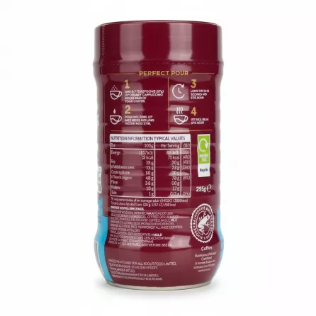 Costa Coffee jar nutrition and preparation instructions