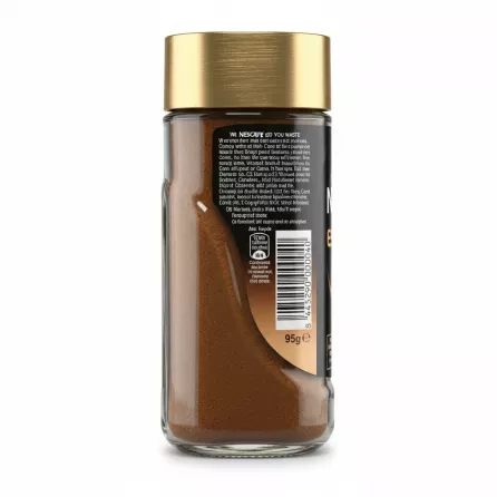 Back side of Nescafe Espresso jar showing barcode and storage instructions