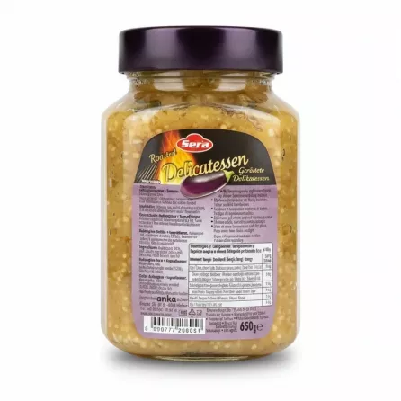 Jar of Sera Roasted Aubergine Puree 650g nutritional info and ingredients