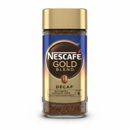 Nescafe Gold Blend Decaf instant coffee jar front label