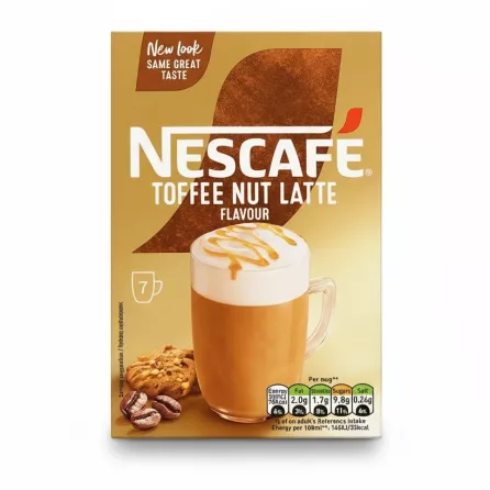 Nescafe Toffee Nut Latte flavoured instant coffee sachet box