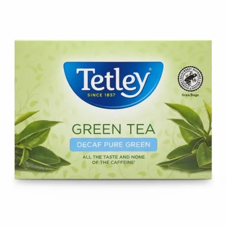Tetley Green Tea Decaf Pure Green 50 tea bags box front