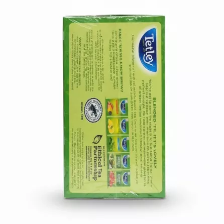 Tetley Green Tea Pure Green box back with product info