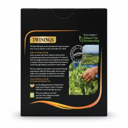 Twinings Tea box information back