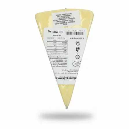 Back label of Sitovo yellow cheese showing nutritional information and barcode