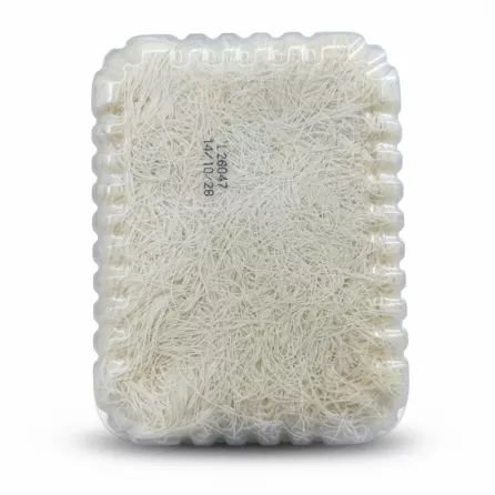 Close-up of Melis shredded fillo dough in plastic container