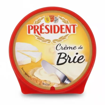 Président Crème de Brie cream cheese in a red-lidded tub
